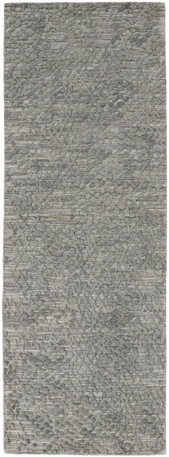 8' Gray Abstract Hand Woven Runner Rug