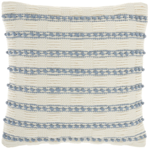 Pale Blue and Ivory Textured Stripes Throw Pillow