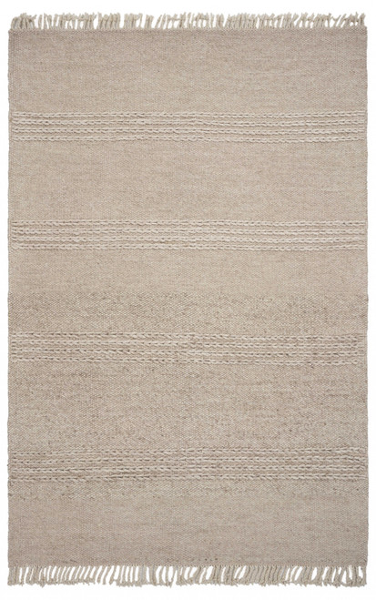 3' X 5' Beige Wool Hand Woven Area Rug
