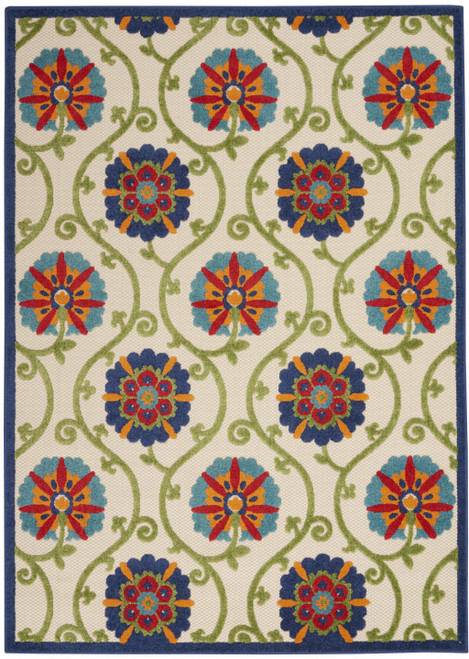 Homeroots Home Decor Blue Vines Indoor Outdoor Area Rug, Blue Color, 6x9 Feet