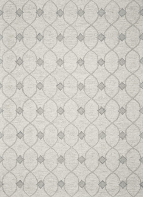 Homeroots Home Decor 5'x7' Ivory Hand Tufted Wool Ogee Indoor Area Rug, Ivory, Hand-Tufted