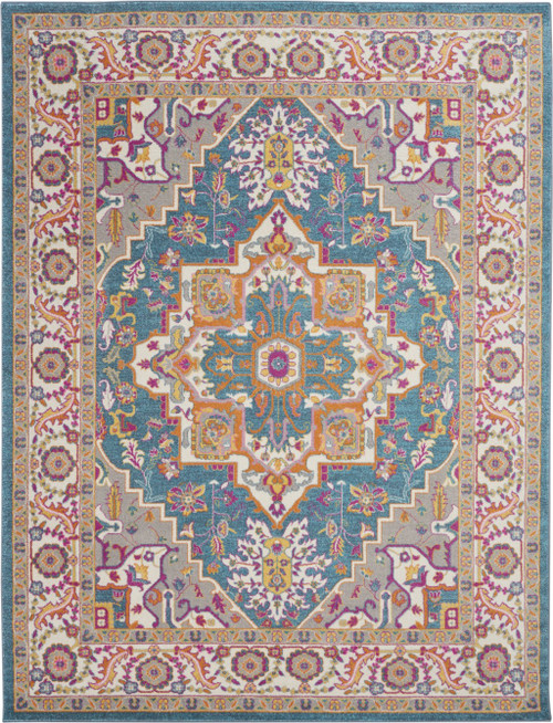 Homeroots Home Decor Teal and Pink Medallion Area Rug, 8' x 10', Teal and Pink