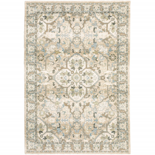 Homeroots Home Decor 5'x8' Beige and Ivory Medallion Area Rug