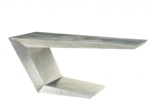 71" Silver Metal Mirrored Rectangular Writing Desk