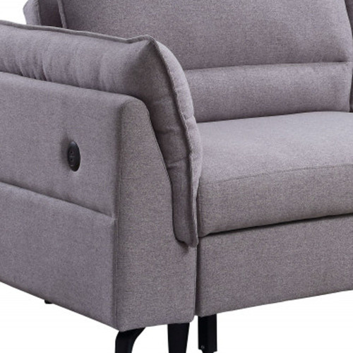 83" Gray And Black 100% Cotton Sleeper USB Sleeper Sofa