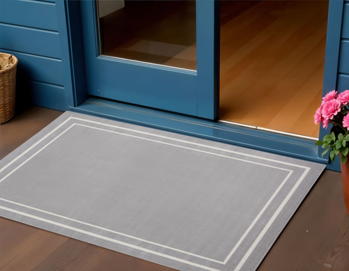 3' X 5' Gray And Ivory Indoor Outdoor Area Rug