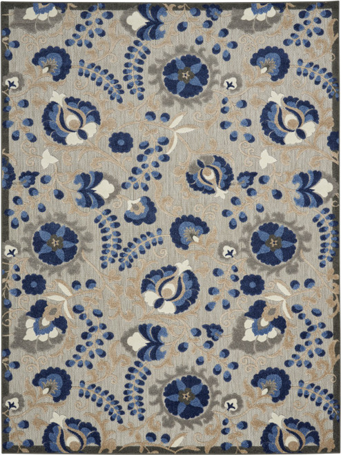Homeroots Home Decor Natural and Blue Indoor Outdoor Area Rug, Natural and Blue Color, 8' x 11' Size