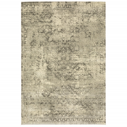 Homeroots Home Decor Grey Ivory Beige Taupe Oriental Power Loom Stain Resistant Area Rug 5' x 8'