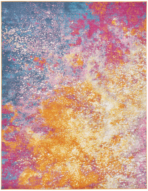Homeroots Home Decor 7’ x 10’ Abstract Brights Sunburst Area Rug
