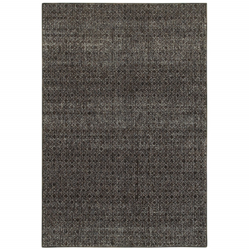 Homeroots Home Decor 3' X 5' Charcoal Grey And Brown Geometric Power Loom Stain Resistant Area Rug