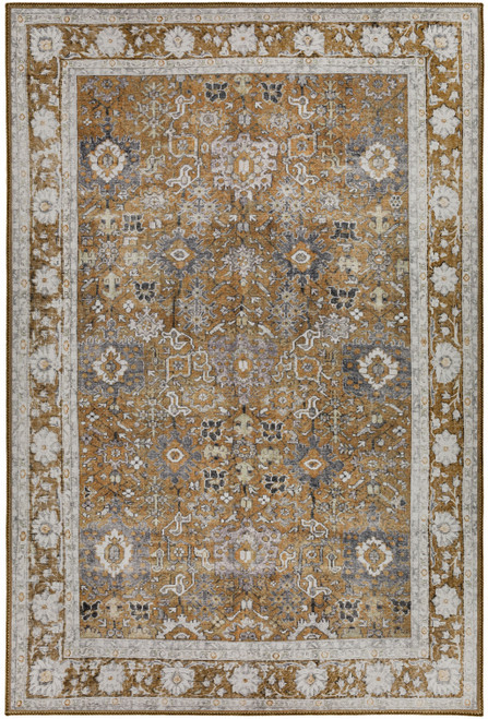 8' X 10' Brown Oriental Distressed Non Skid Area Rug