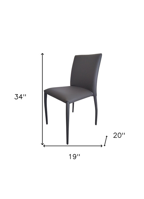 Set of Four Gray Upholstered Faux Leather Dining Side Chairs