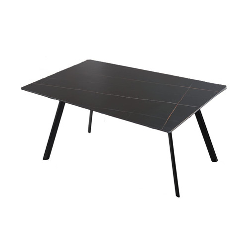 63" Black Sintered Stone and Steel Dining Table
