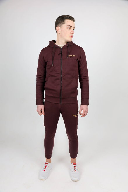 Men Burgundy Sweat Suit