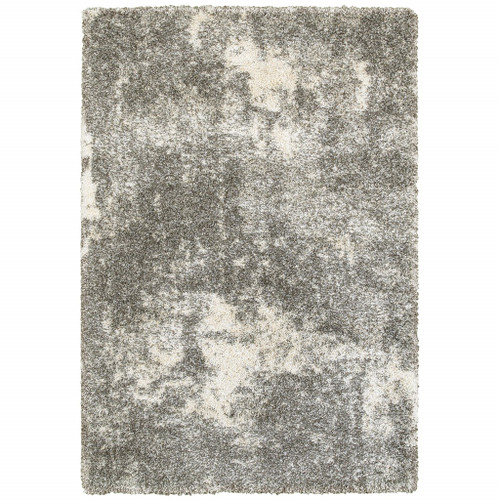 Homeroots Home Decor 5' x 8' Gray and Ivory Distressed Abstract Area Rug