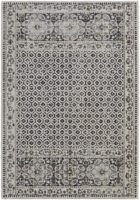 Homeroots Home Decor 7' x 10' Ivory, Taupe and Gray Abstract Stain Resistant Area Rug