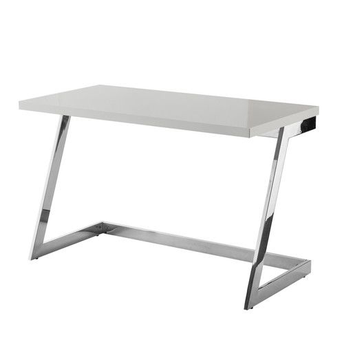 47" Light Gray and Silver Wood and Stainless Steel Sled Writing Desk