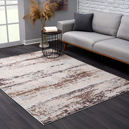 Homeroots Home Decor 5' x 8' Violet Abstract Striations Area Rug