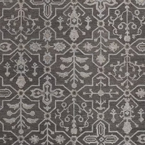 5' X 8' Blue Gray And Charcoal Wool Floral Hand Tufted Area Rug