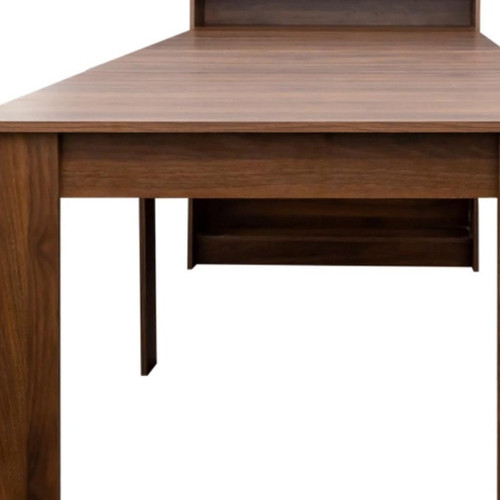 98" Brown Wood Self-Storing Leaf Extendable Dining Table With Storage