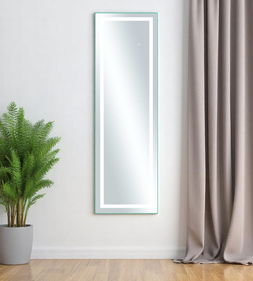 63" Silver Lighted Metal Framed Freestanding and Wall Mount Full Length Mirror