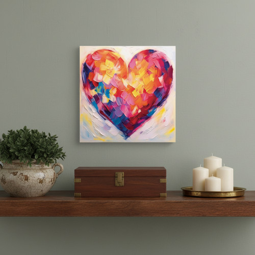 Multicolor Heart Canvas Unframed Wall Art