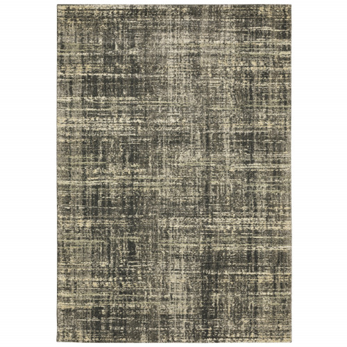 3' X 5' Charcoal Grey Beige And Tan Abstract Power Loom Stain Resistant Area Rug Polypropylene