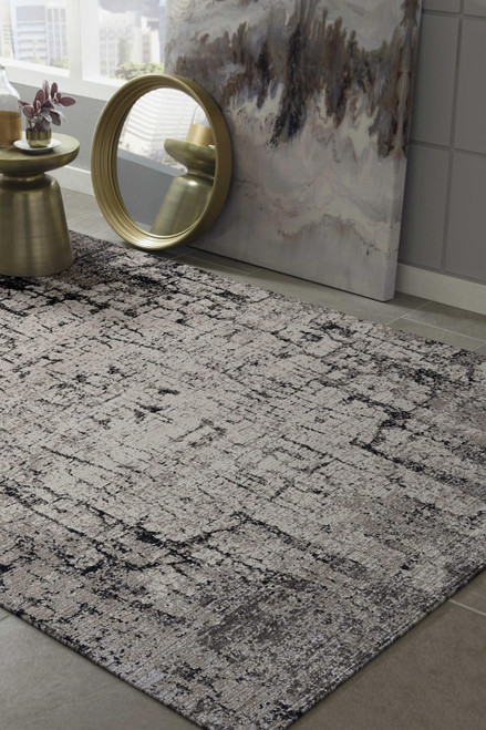 Homeroots Home Decor Karina Polyester Rug, Ivory/Grey, 96x96 Inches