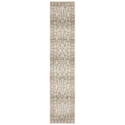 Homeroots Home Decor 3'x12' Beige and Ivory Medallion Runner Rug