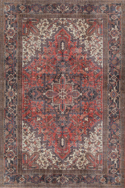9' X 13' Red Oriental Distressed Non Skid Area Rug