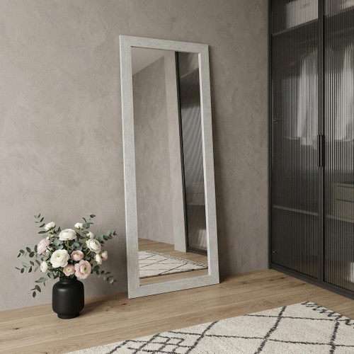 64" White Solid Wood Freestanding Framed Standing Mirror
