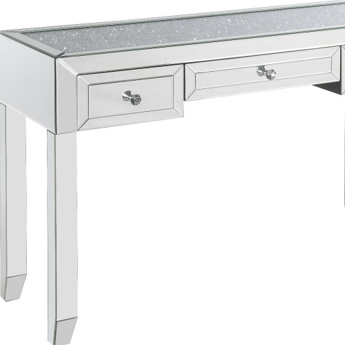 47" Clear Glass Mirrored Writing Desk With Three Drawers