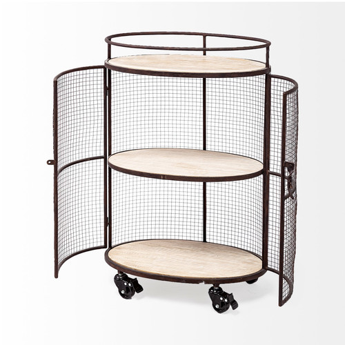 Cylindrical Matte Black Metal Bar Cart