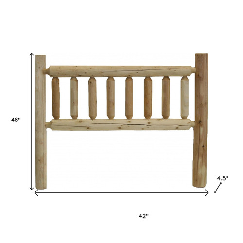Natural Vintage Brown Finish Cedar Log Twin Headboard