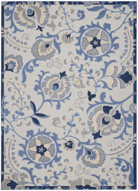 Homeroots Home Decor 7' x 10' Blue and Gray Indoor/Outdoor Area Rug