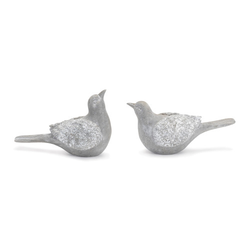 Set of Four Gray Resin Birds Outdoor Statues