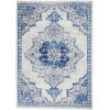 5' X 7' Ivory And Blue Medallion Area Rug Polypropylene Decor