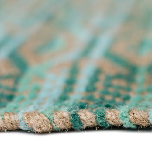 5' x 8' Green and Brown Geometric Flatweave Handmade Area Rug