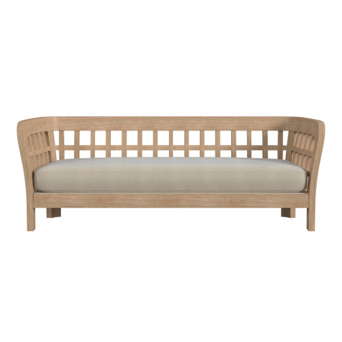 74" Light Brown Teak Solid Wood and Cushions Patio Sofa