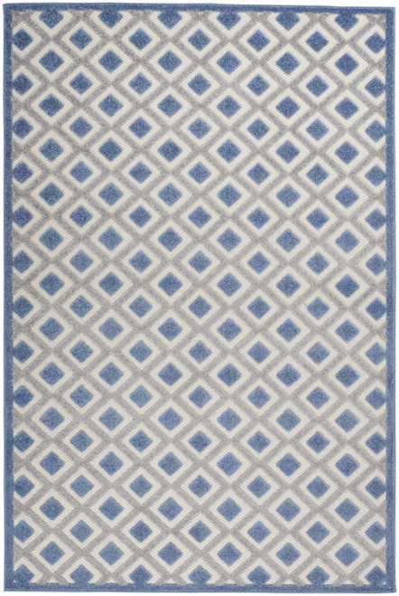 4' X 6' Blue And Gray Indoor Outdoor Area Rug - Blue, Gray
