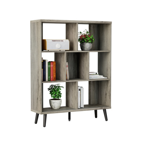 49" Light Gray Steel Seven Tier Cube Bookcase