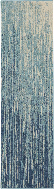 Homeroots Home Decor Navy and Light Blue Abstract Runner Rug, 2 x 6 Inch