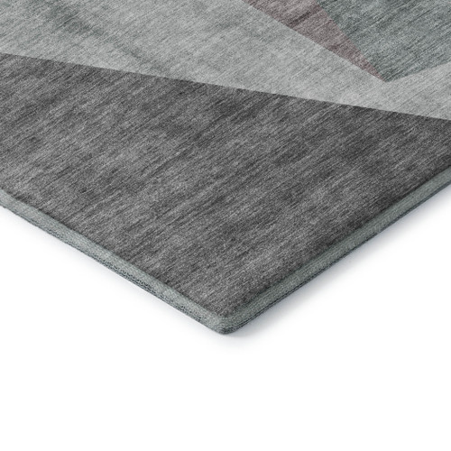 3' X 5' Teal Gray And Ivory Geometric Washable Area Rug With UV Protection