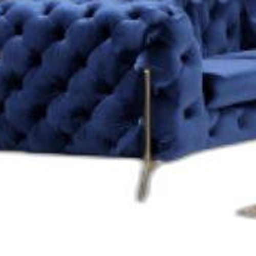 Three Piece Blue Velvet Six Person Seating Set