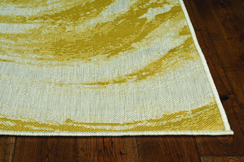 3' X 4' Gold and Ivory Abstract Area Rug