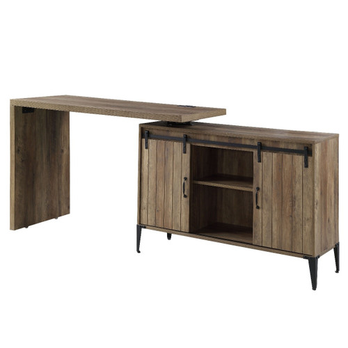 55" Brown and Black L Shape Writing Desk