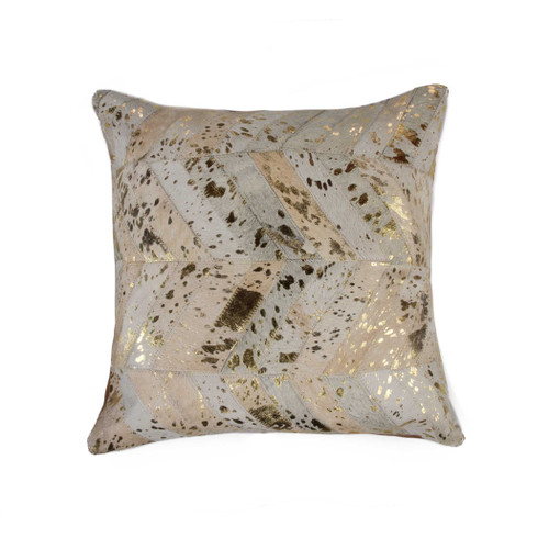 18" x 18" x 5" Natural and Gold Pillow