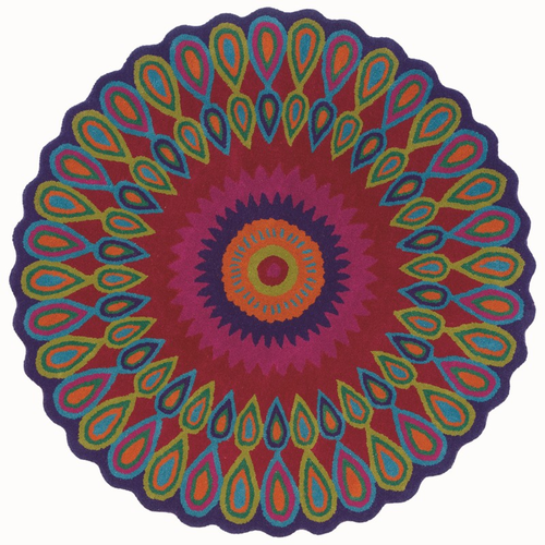 3' Pink Wool Hand Tufted Round Rug