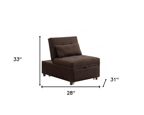 28" Brown Linen And Black Sleeper Sofa