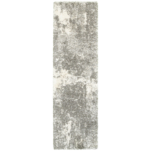 Homeroots Home Decor Gray and Ivory Distressed Abstract Runner Rug, Gray and Ivory, 2 x 8 Inch